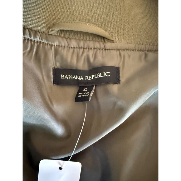 Banana Republic Mens Olive Green Bomber Jacket Size XL NWT Lightweight Full Zip - Picture 7 of 10